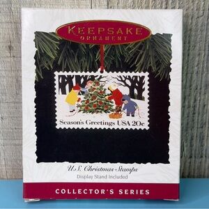 Hallmark Keepsake Ornament U.S. Christmas Stamps Display Stand Included